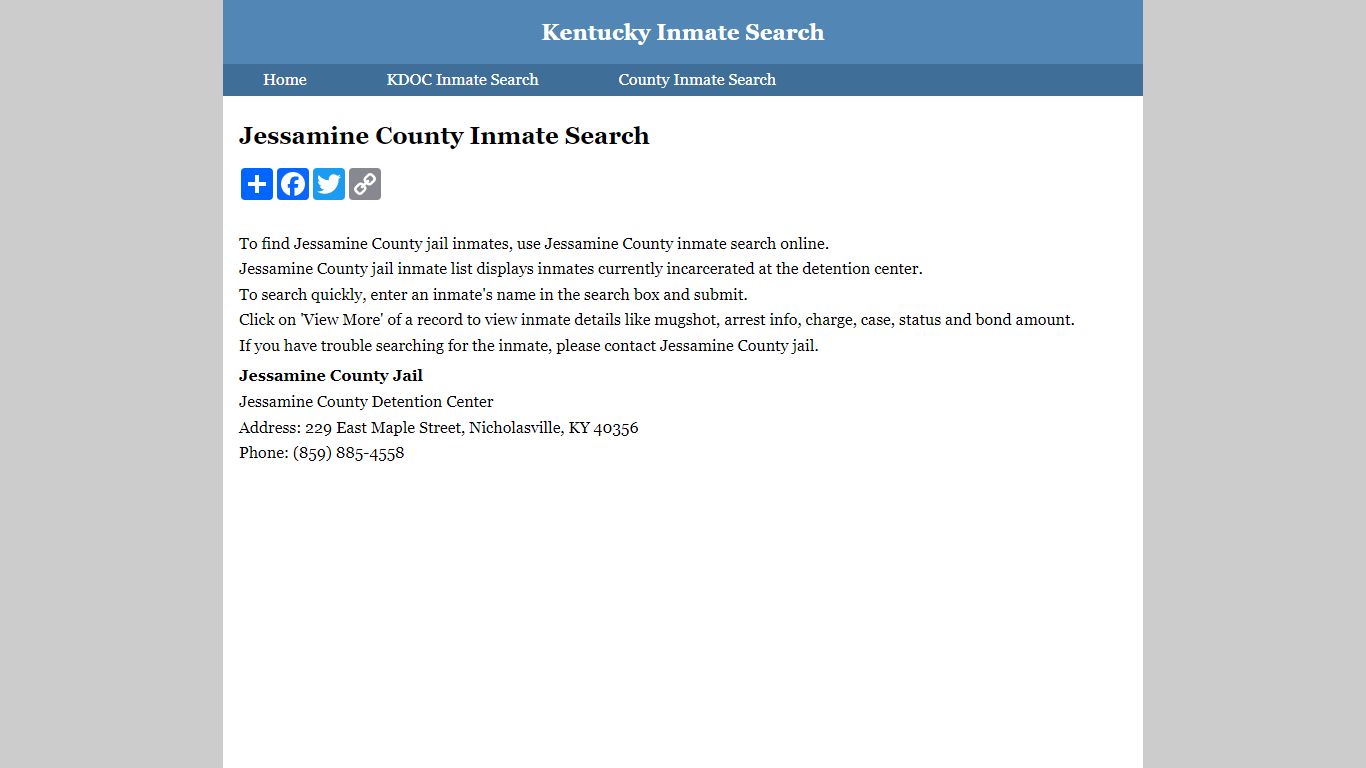 Jessamine County Inmate Search