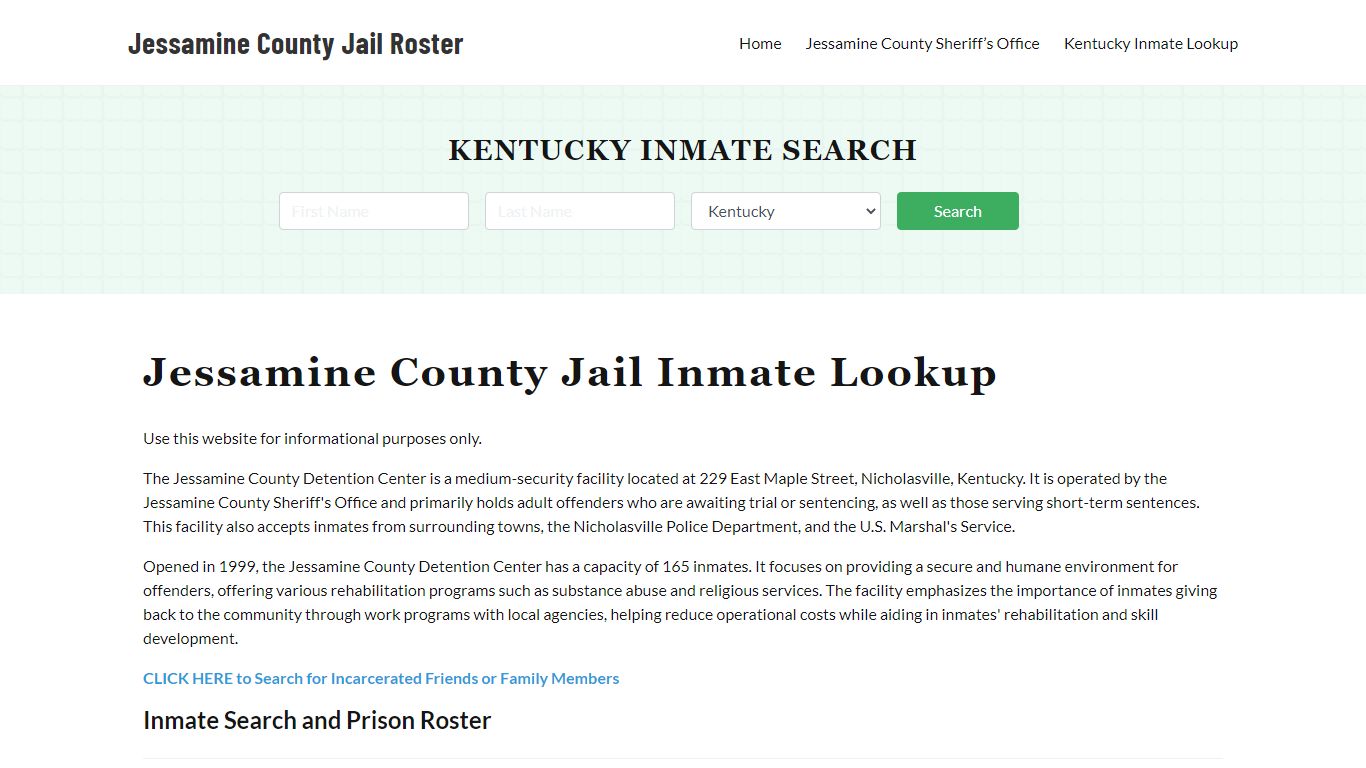 Jessamine County Jail Roster Lookup, KY, Inmate Search