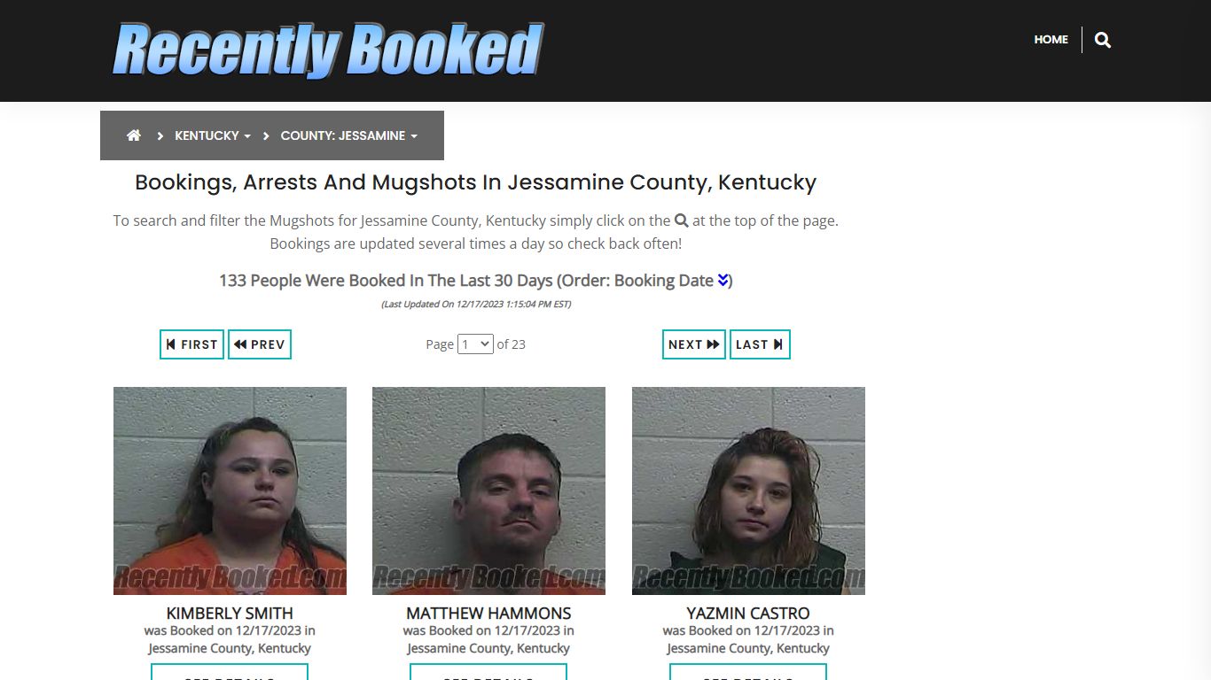Bookings, Arrests and Mugshots in Jessamine County, Kentucky